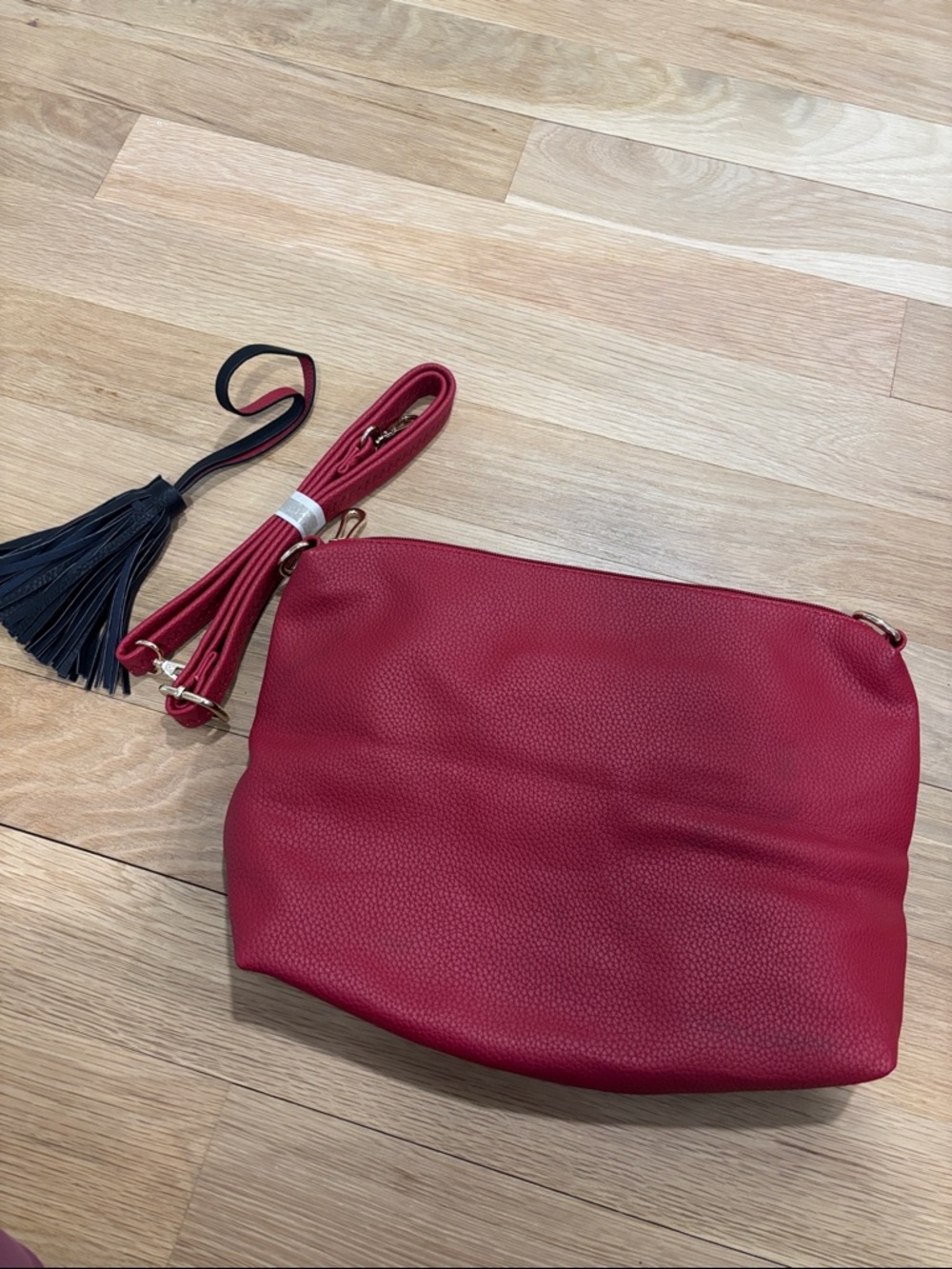 Women’s Red Crossbody Bag - Sleek Pebbled Leather